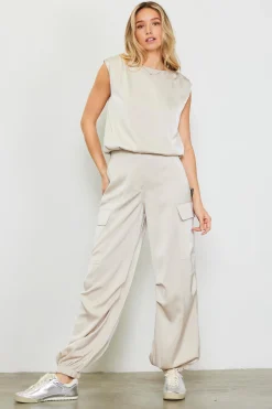 SKIES ARE BLUE Satin Cargo Pants* Pants