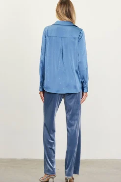 SKIES ARE BLUE Shimmery Button Down Blouse* Long Sleeve Tops