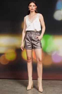 SKIES ARE BLUE Shimmery Paperbag Shorts* Shorts