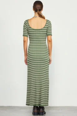 SKIES ARE BLUE Short Sleeve Striped Knit Maxi Dress* Maxi Dresses