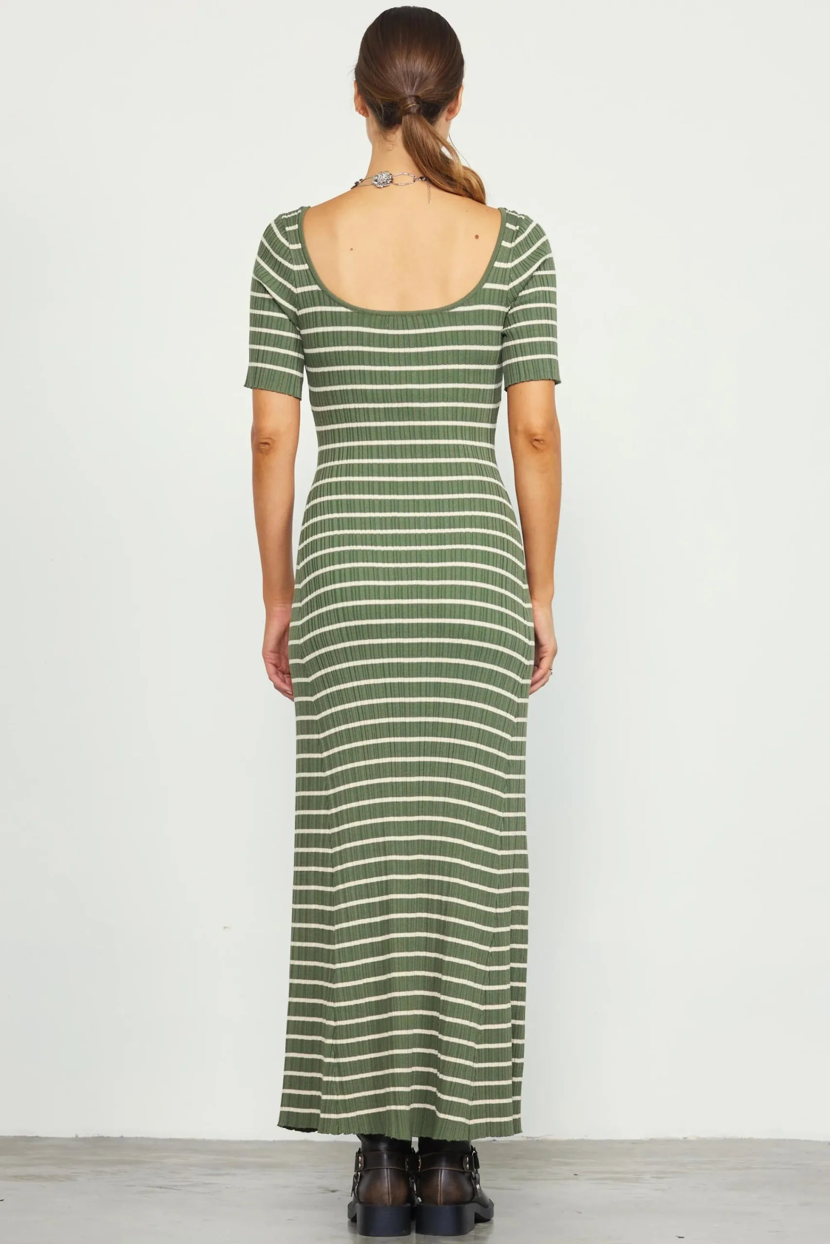 SKIES ARE BLUE Short Sleeve Striped Knit Maxi Dress* Maxi Dresses