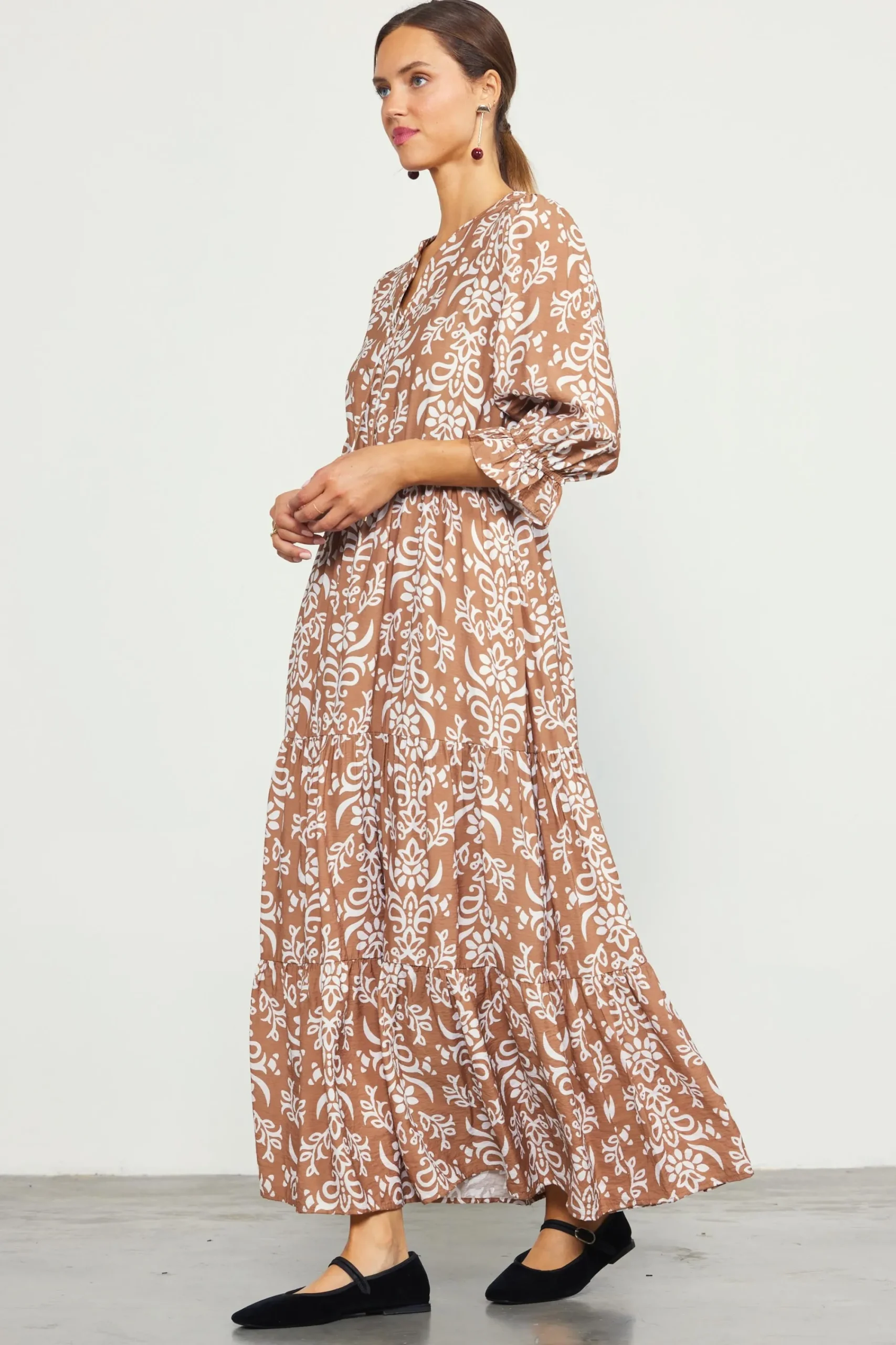 SKIES ARE BLUE Skye Split Neck Ruffle Maxi Dress* Maxi Dresses