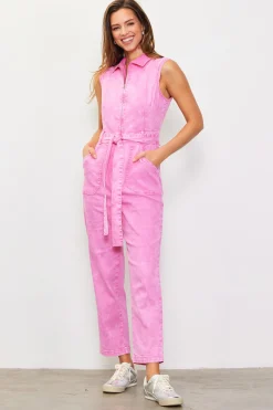 SKIES ARE BLUE Sleeveless Washed Denim Jumpsuit* Jumpsuits