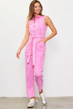 SKIES ARE BLUE Sleeveless Washed Denim Jumpsuit* Jumpsuits