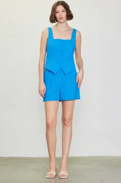 SKIES ARE BLUE Square Neck Button Vest* Sleeveless Tops