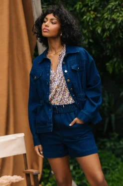 SKIES ARE BLUE Stretch Denim Trucker Jacket* Outerwear