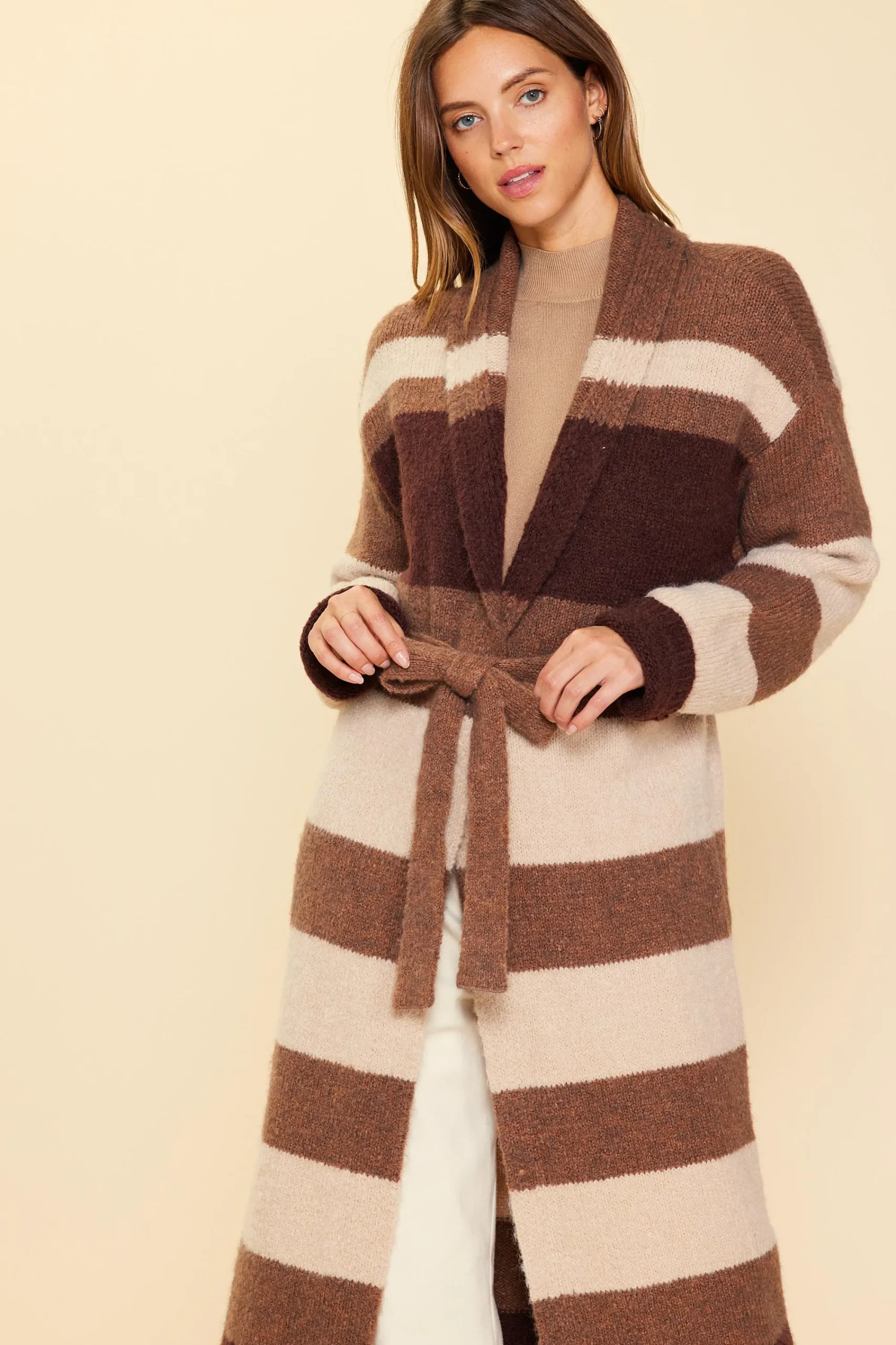 SKIES ARE BLUE Striped Cardigan With Tie* Outerwear|Sweaters