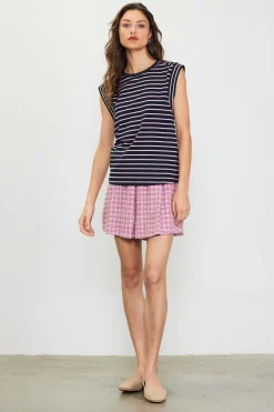 SKIES ARE BLUE Striped Sleeveless Rib Top* Sleeveless Tops