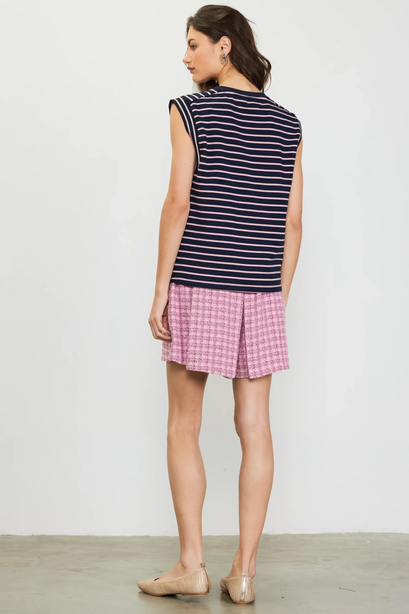 SKIES ARE BLUE Striped Sleeveless Rib Top* Sleeveless Tops