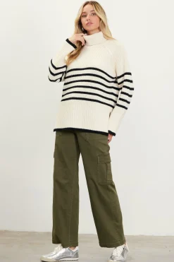 SKIES ARE BLUE Striped Turtleneck Sweater* Sweaters