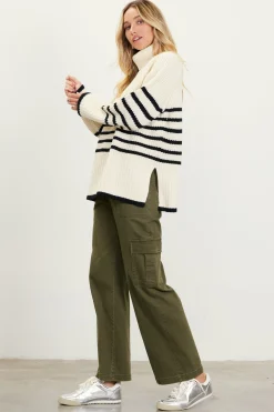 SKIES ARE BLUE Striped Turtleneck Sweater* Sweaters