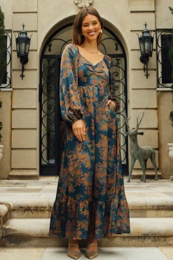 SKIES ARE BLUE Sweetheart Neckline Longsleeve Maxi Dress* Maxi Dresses