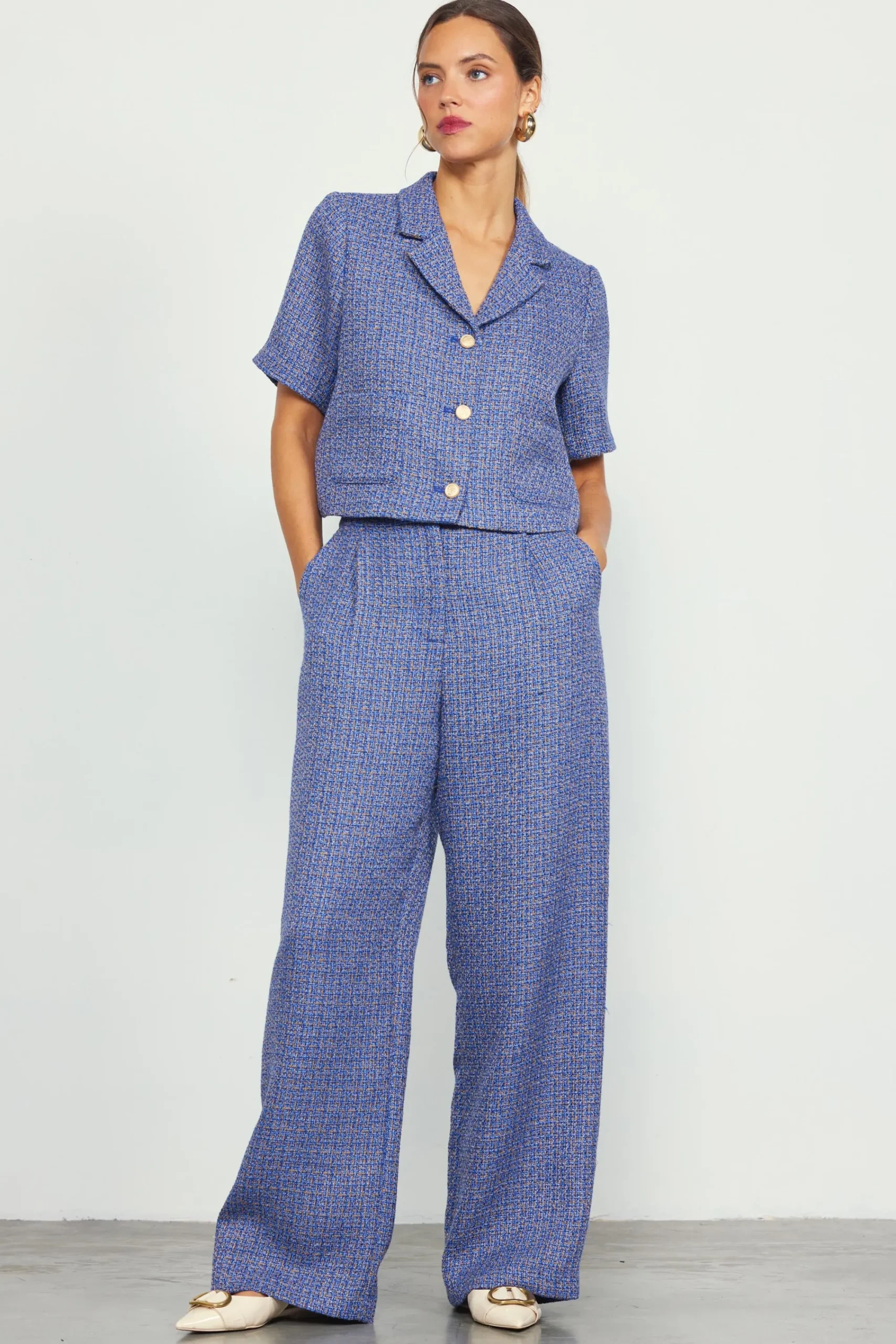 SKIES ARE BLUE Tailored Tweed Cropped Blazer* Blazers