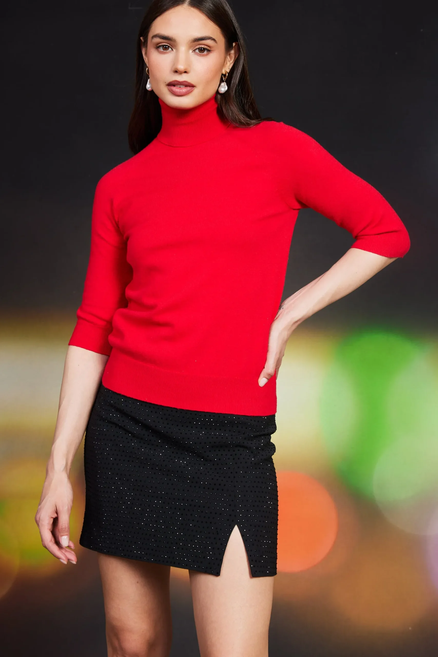 SKIES ARE BLUE Turtleneck Three Quarter Sleeve Sweater* Long Sleeve Tops|Sweaters