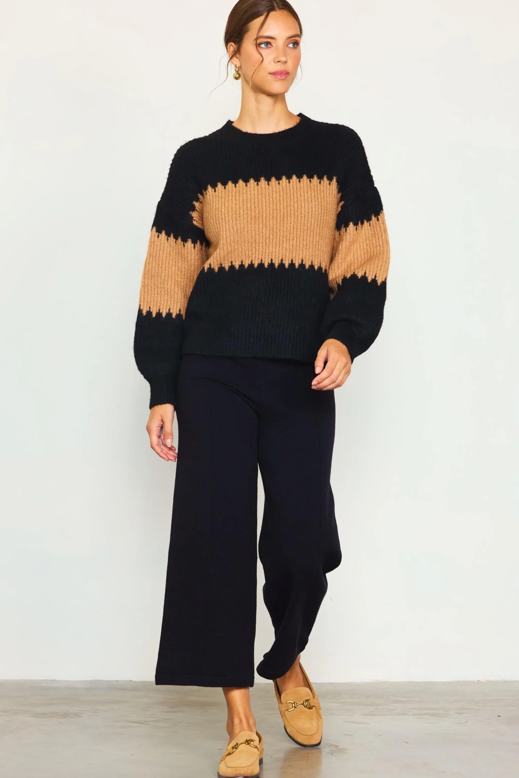 SKIES ARE BLUE Two Tone Mock Neck Sweater* Sweaters