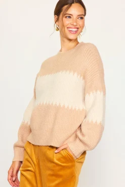 SKIES ARE BLUE Two Tone Mock Neck Sweater* Sweaters