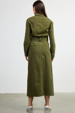 SKIES ARE BLUE Utilitarian Detail Midi Dress* Midi Dresses