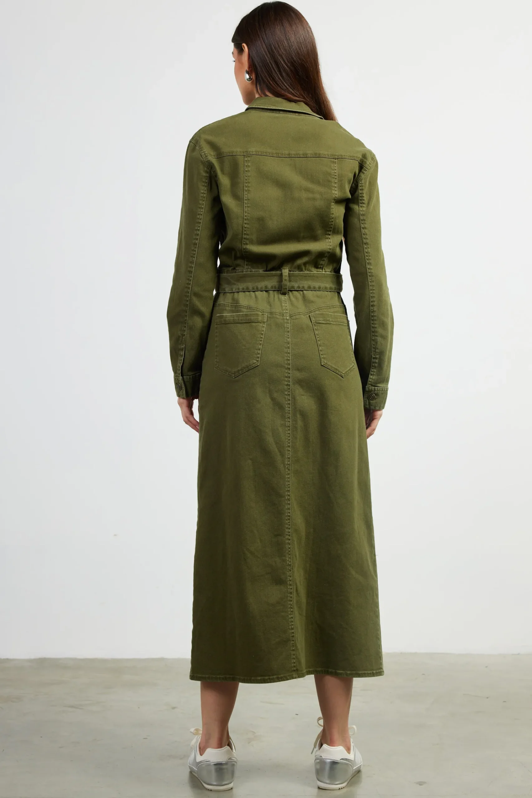 SKIES ARE BLUE Utilitarian Detail Midi Dress* Midi Dresses