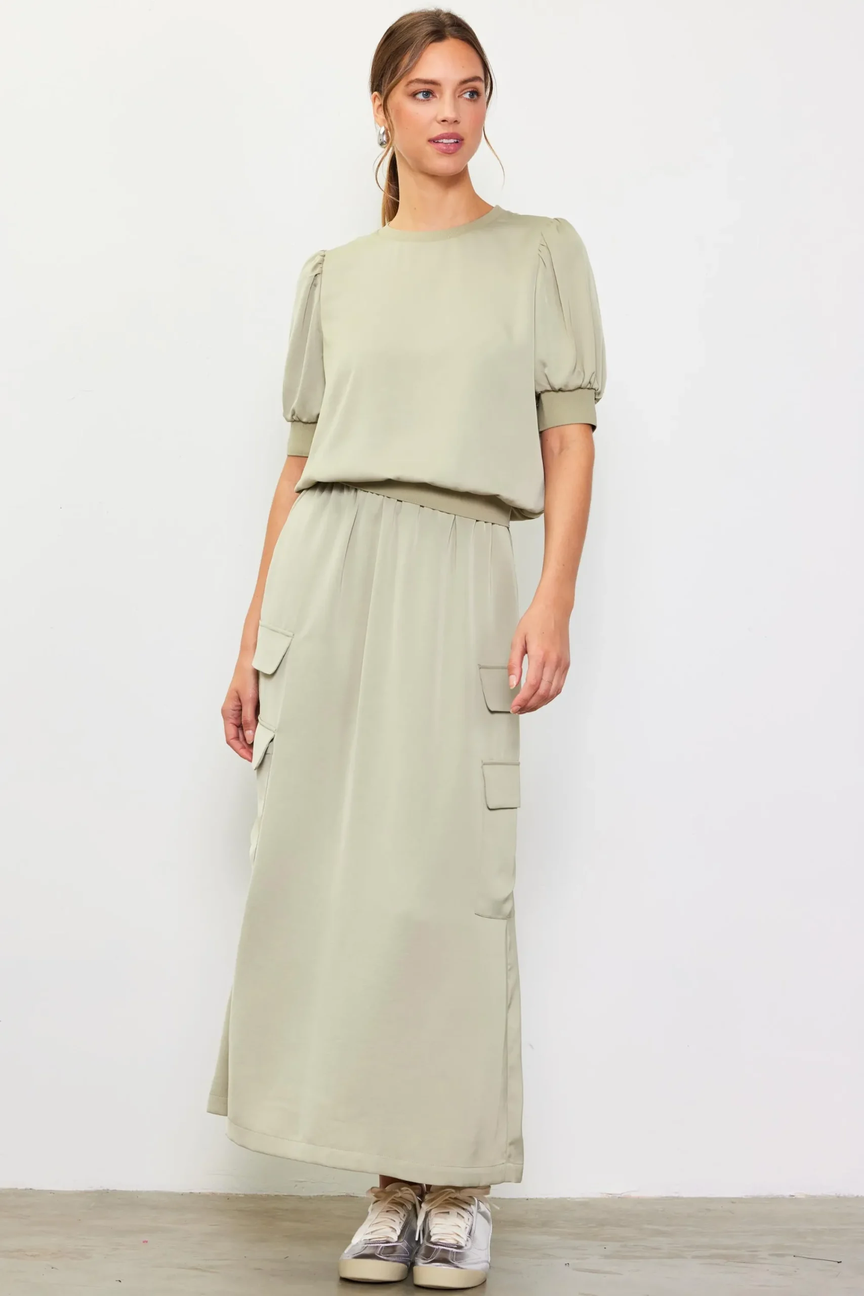 SKIES ARE BLUE Utility Cargo Pocket Midi Skirt* Skirts