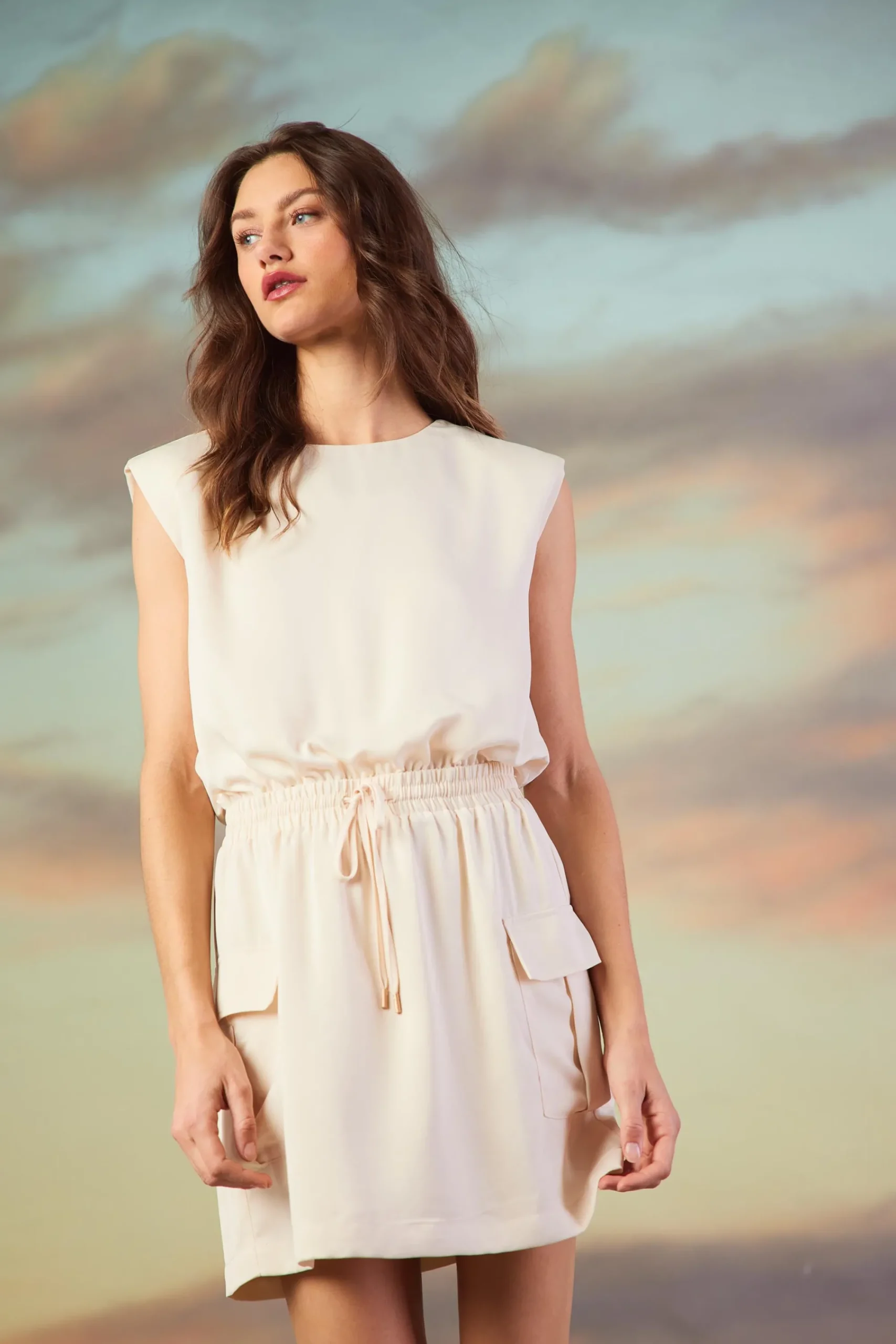 SKIES ARE BLUE Utility Sleeveless Mini Dress* Mini Dresses