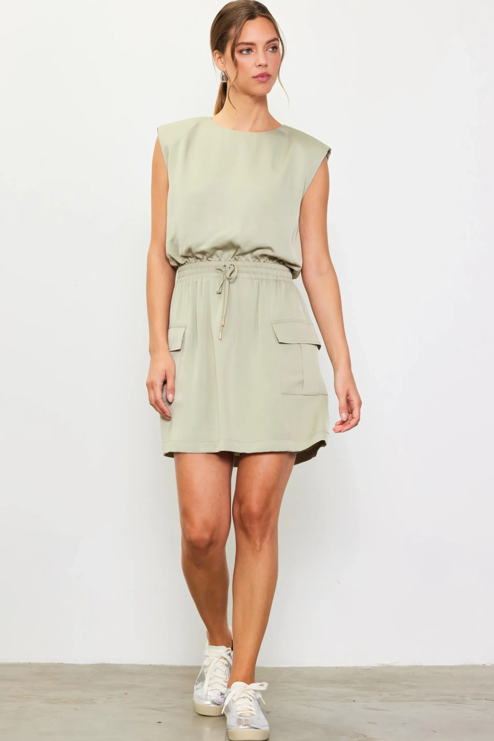 SKIES ARE BLUE Utility Sleeveless Mini Dress* Mini Dresses