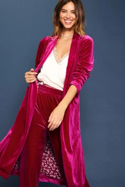 SKIES ARE BLUE Velvet Duster Coat* Outerwear