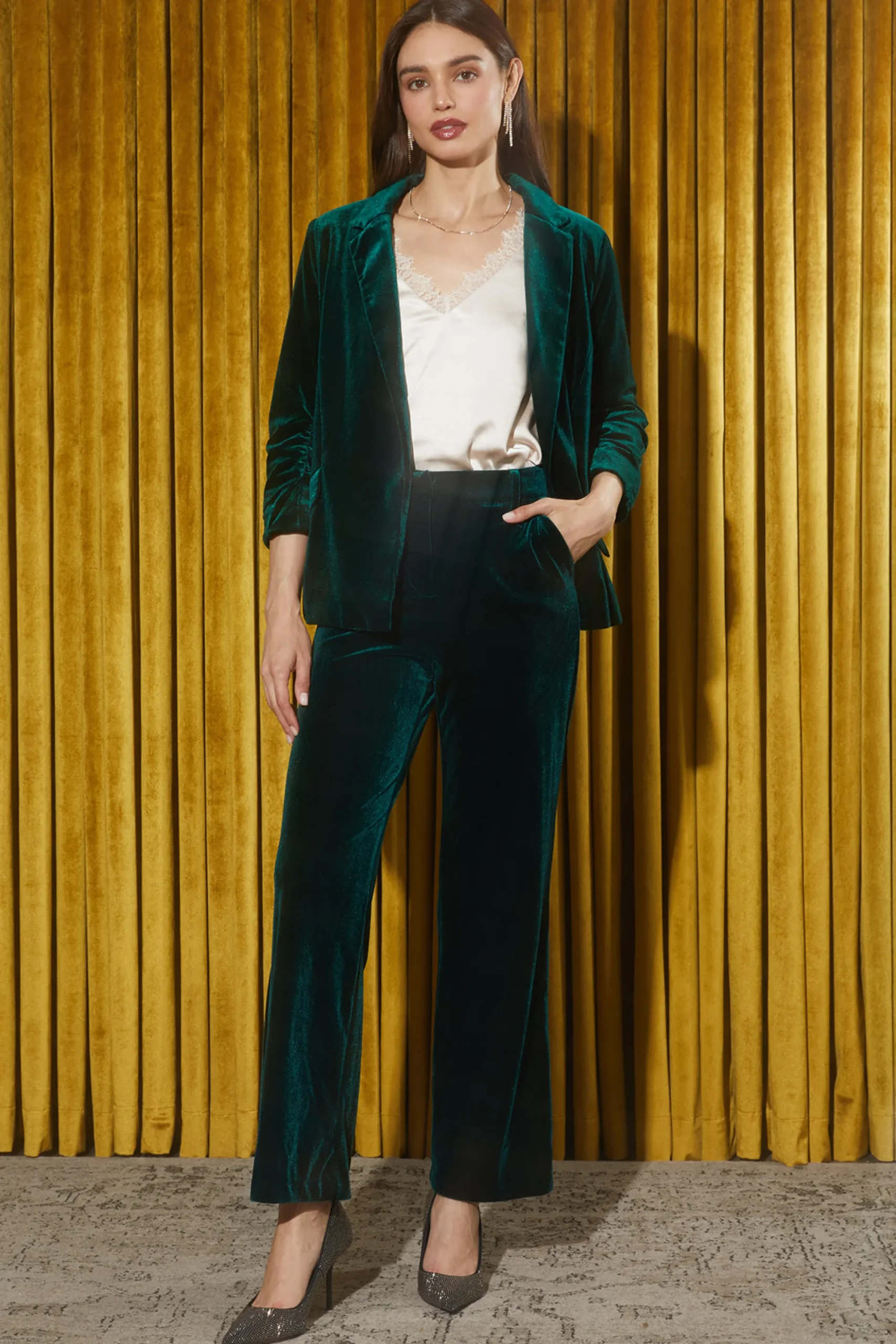 SKIES ARE BLUE Velvet Wide Leg Pants* Pants