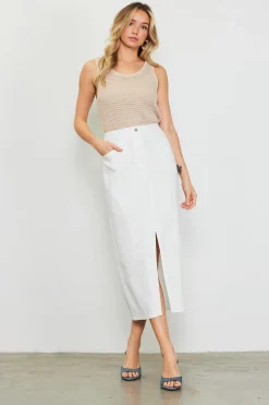 SKIES ARE BLUE Washed Cotton Twill Midi Skirt* Skirts