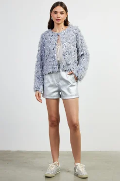 SKIES ARE BLUE Wren Feathered Sequin Crop Jacket* Outerwear
