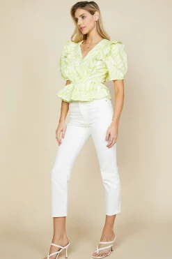 SKIES ARE BLUE Zebra Print Peplum Top* Short Sleeve Tops